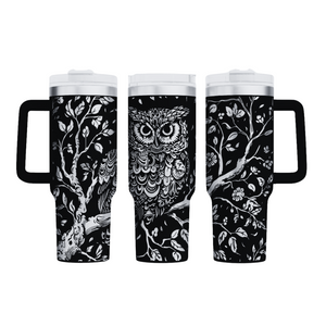 40 oz Owl In The Trees Tumbler with Handle