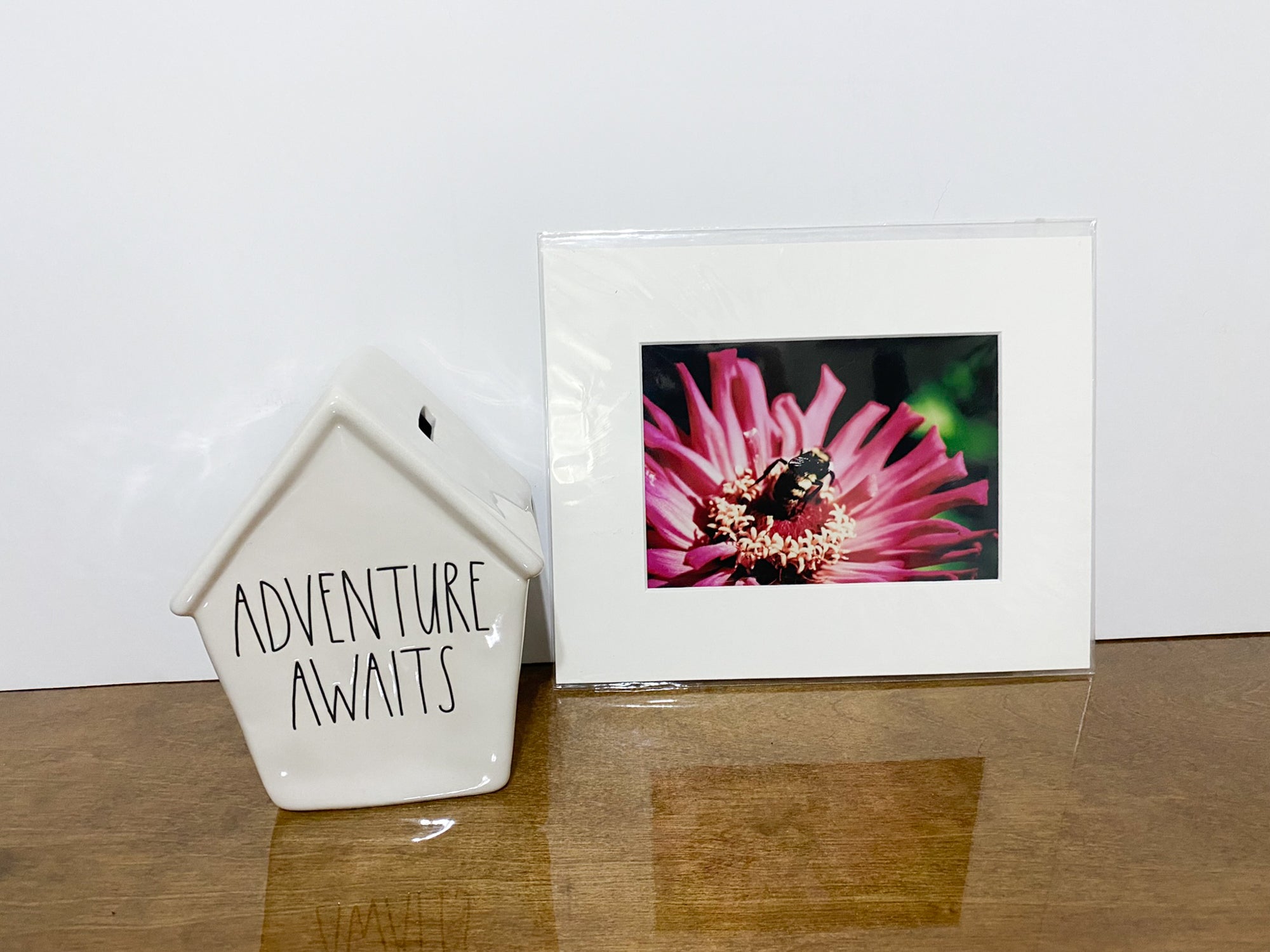 Photo Print - Bumble Bee On A Pink Flower - 5x7 (8x10 Matting) RTS