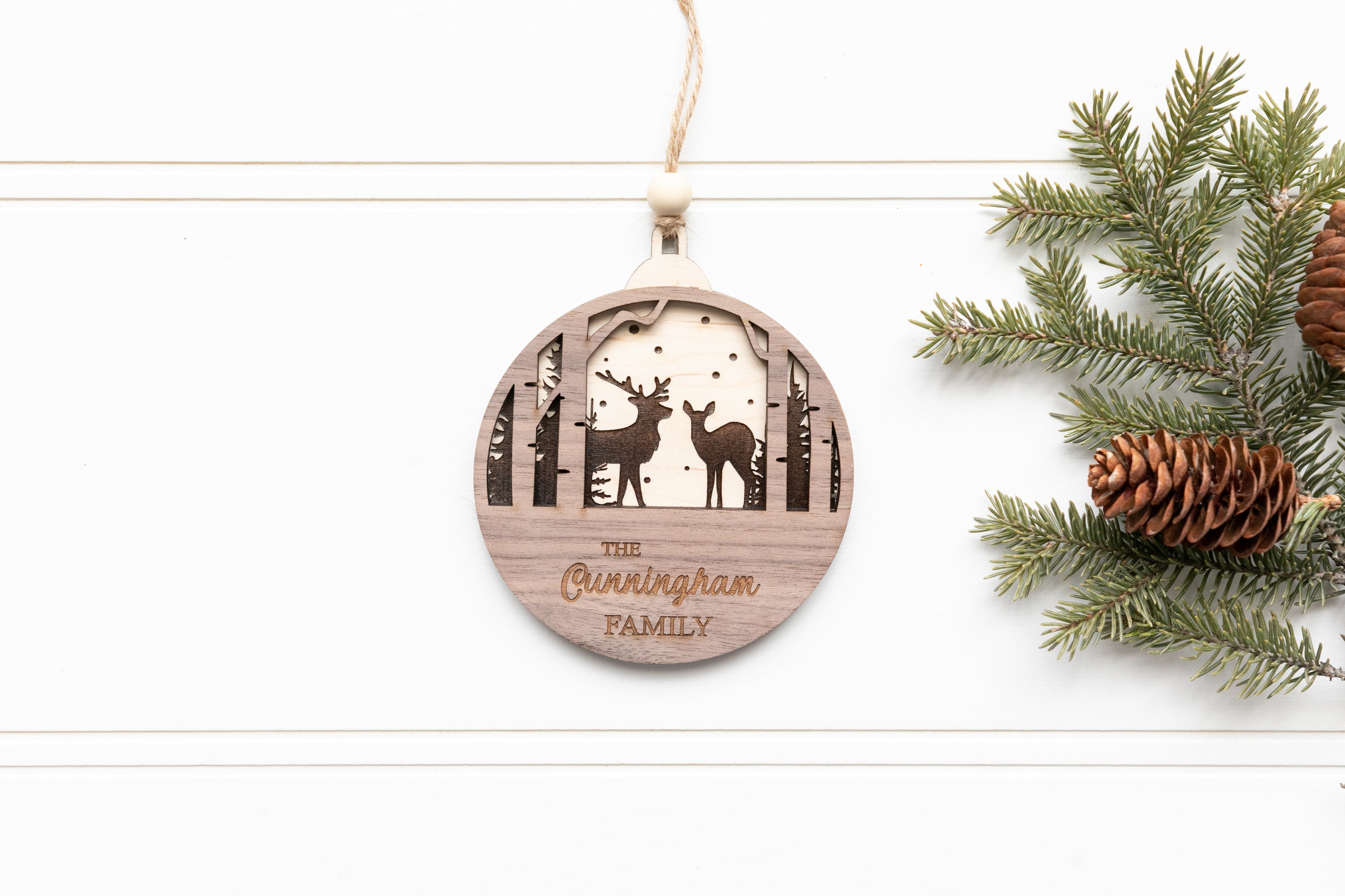 Personalized Family Rustic Christmas Ornaments