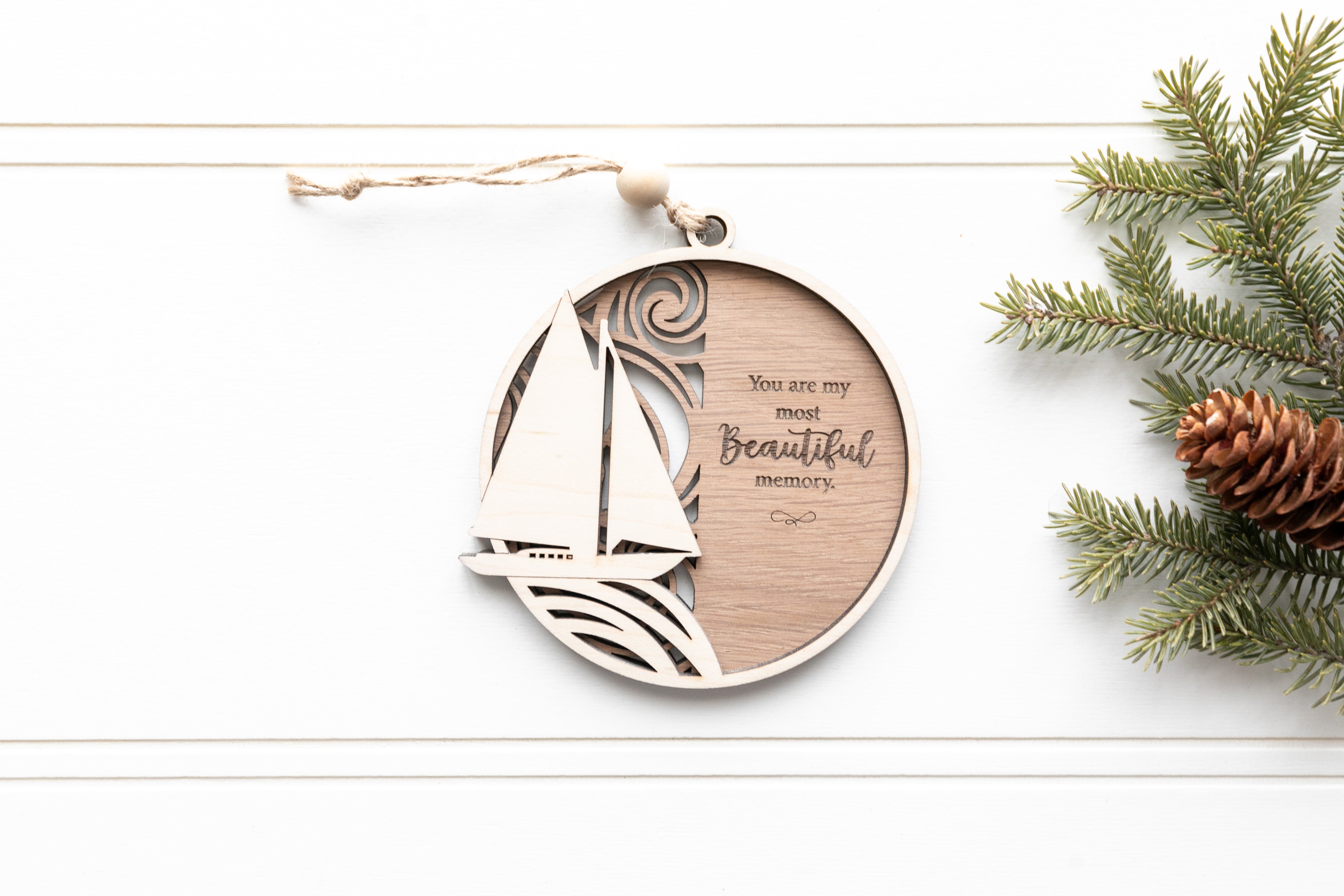 Personalized Memorial Christmas Ornament - Sailboat