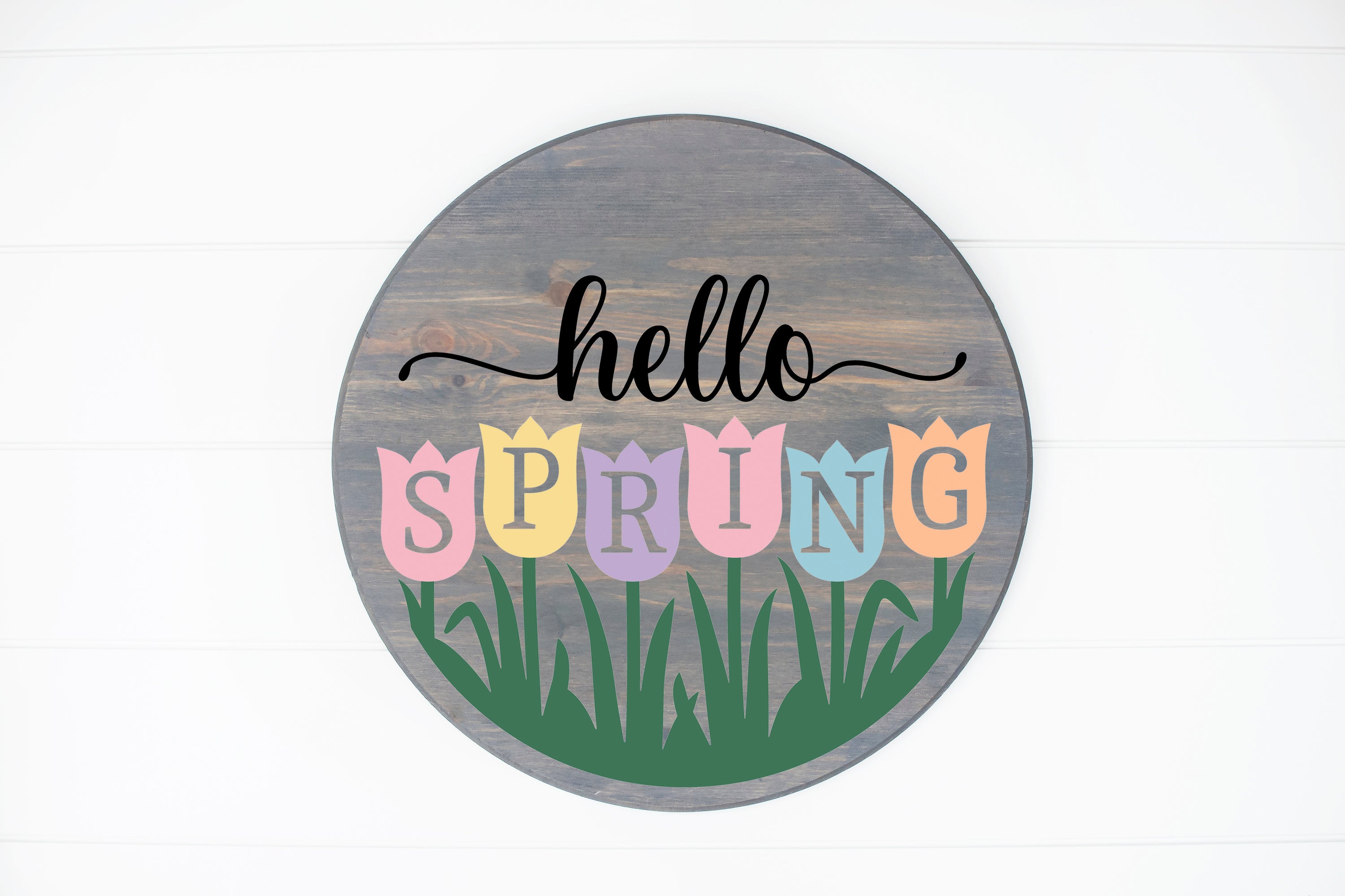 DIY Wood Kit -  Hello Spring Tulips Door Hanger