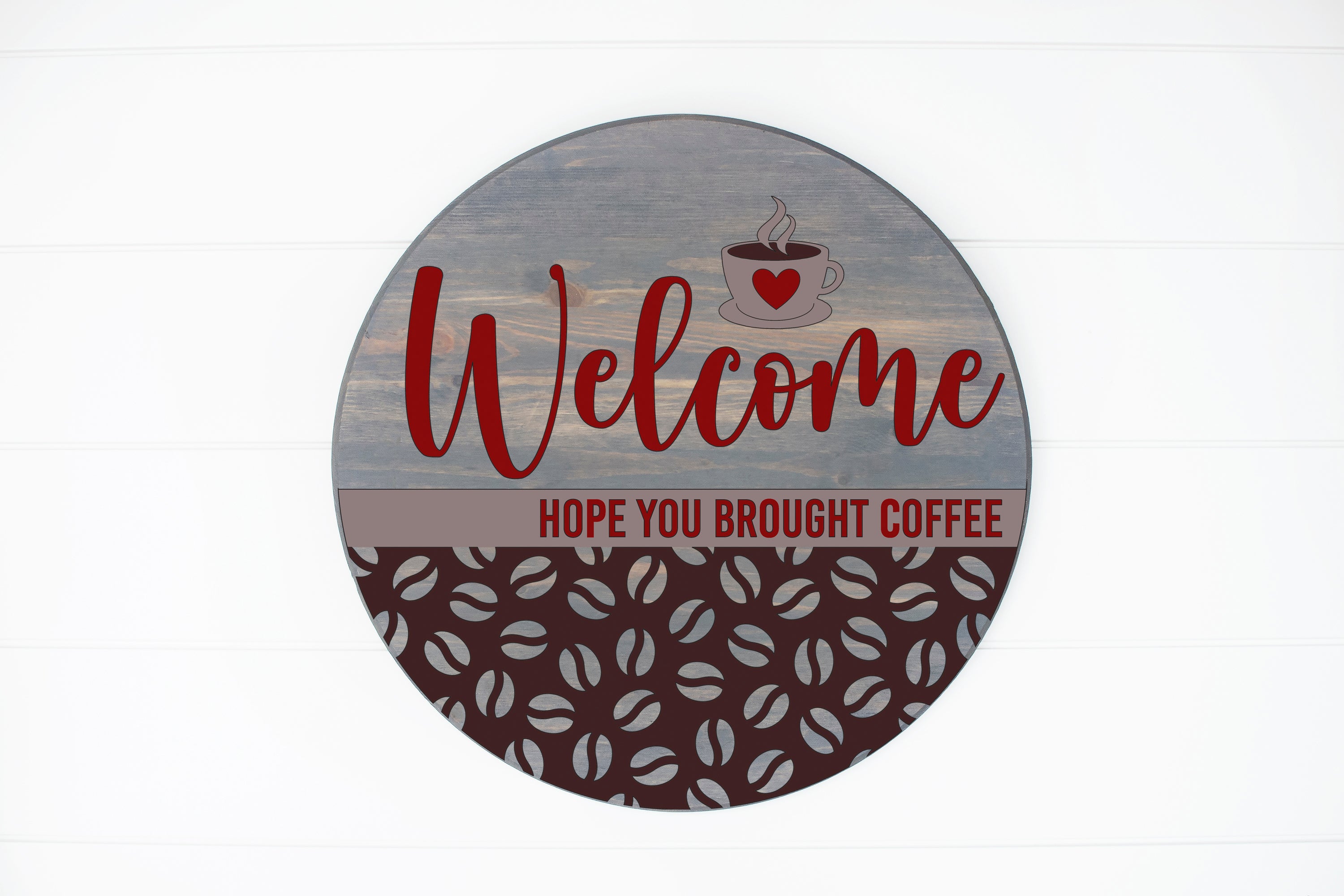 DIY Wood Kit -  Welcome Hope You Brought Coffee Door Hanger Sign